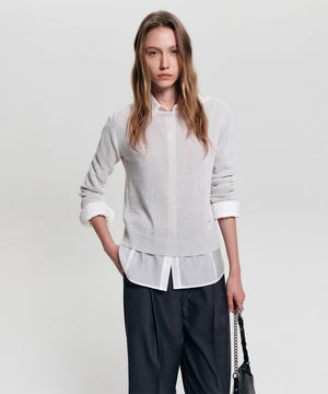 테스 보트넥 페이퍼 니트_라이트 그레이 / TESS BOAT NECK PAPER KNIT_LIGHT GREY