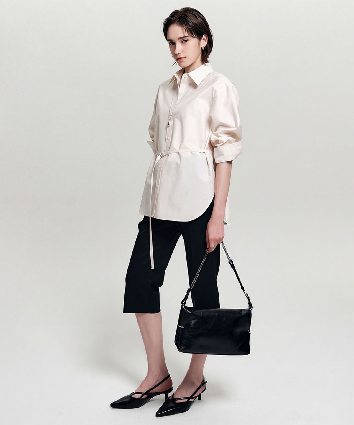 룩캐스트(LOOKAST) 세이지 스트랩 코튼 셔츠_아이보리 / SAGE STRAP COTTON SHIRT_IVORY