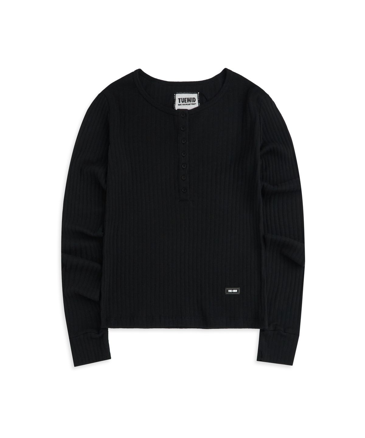 투위드(TUEWID) Mini henley longsleeve t-shirt in black  SIZE : 00, 0