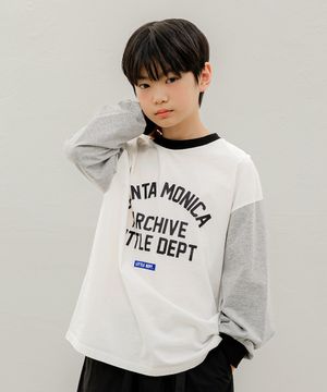 레터링 로고 배색 티셔츠 White