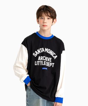 레터링 로고 배색 티셔츠 Black