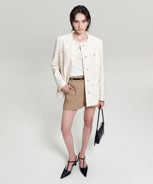 세레나 울 트위드 하프 자켓_아이보리 / SERENA WOOL TWEED HALF JACKET_IVORY