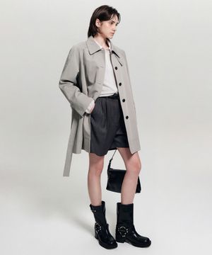 아를레 하프 트렌치 코트_라이트 카키 / ARLET HALF TRENCH COAT_LIGHT KHAKI