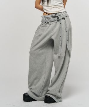 BELTED SWEAT PANTS GREY