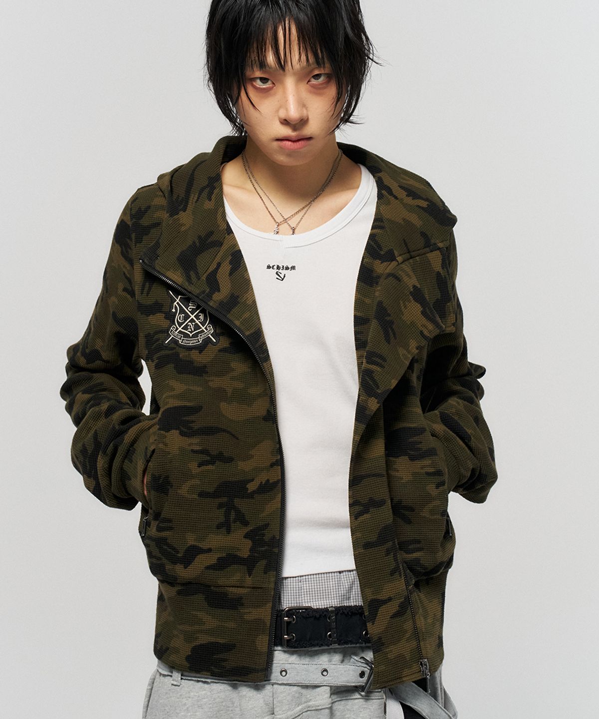 스키즘 인듀싱(SCHISM INDUCING) RIDERS PARKA GREEN CAMO
