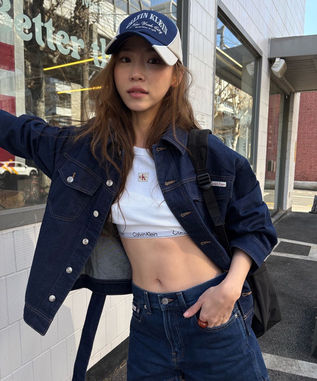 캘빈클라인 진(CALVIN KLEIN JEANS) 여성 신치드 데님 자켓 린스 47F758G QT0