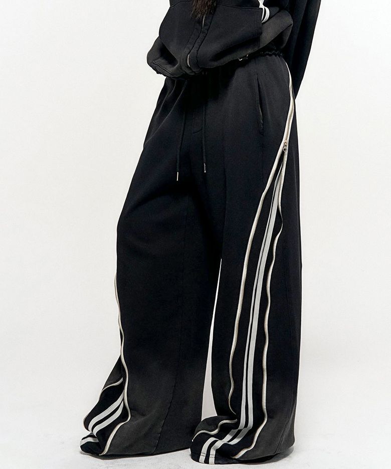HIDDEN LINE ZIPPER SWEATPANTS BLACK