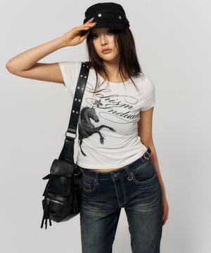 [키짱 착용] HORSE SLIM T SHIRT WHITE