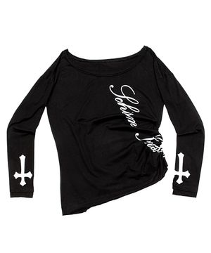 LOOSE FIT LONG SLEEVE AND HALTER SET BLACK