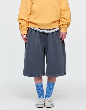 DYED BERMUDA SWEAT PANTS (CHARCOAL)