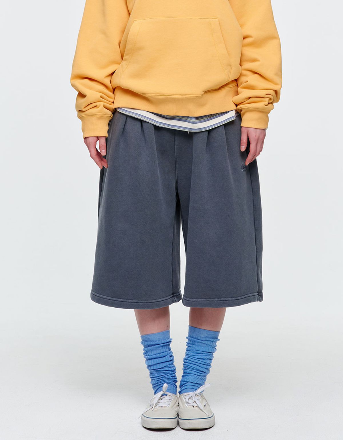 엠엠엘지(MMLG) DYED BERMUDA SWEAT PANTS (CHARCOAL)