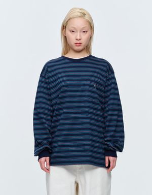 MMLG BRETON STRIPE LSV-T (NAVY)