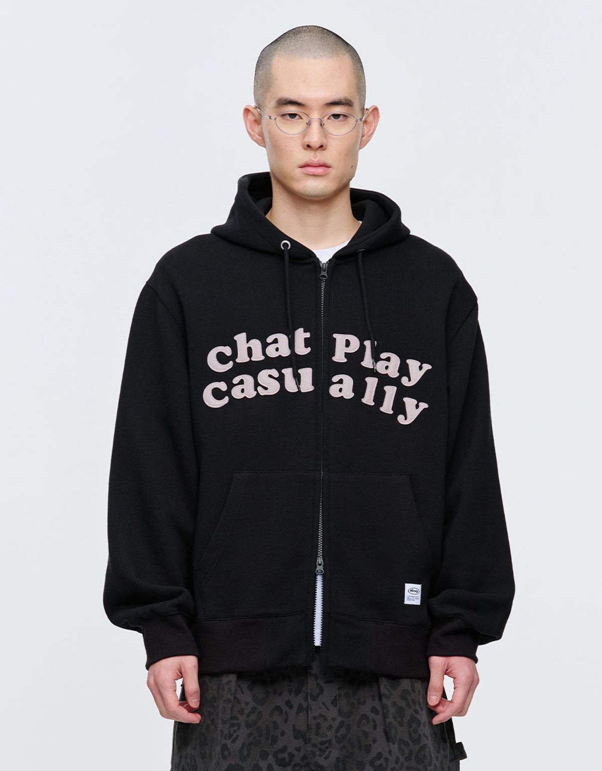 엠엠엘지(MMLG) CPC APPLIQUE HOOD ZIP UP (EVERY BLACK)