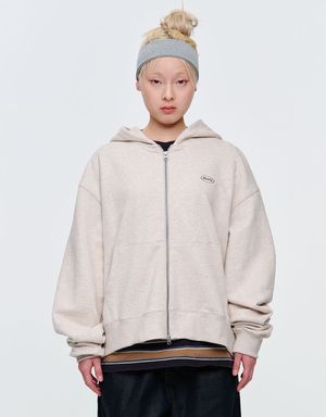 HEATHERED CROP HOOD ZIPUP (OATMEAL)