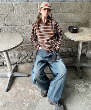 멀티 스트라이프 카라 롱슬리브 티셔츠 (JR5TSU025BR)