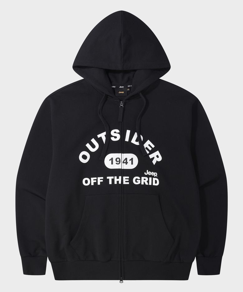 OUTSIDER 2WAY 오버핏 후드집업 (JR5TZU076BK)
