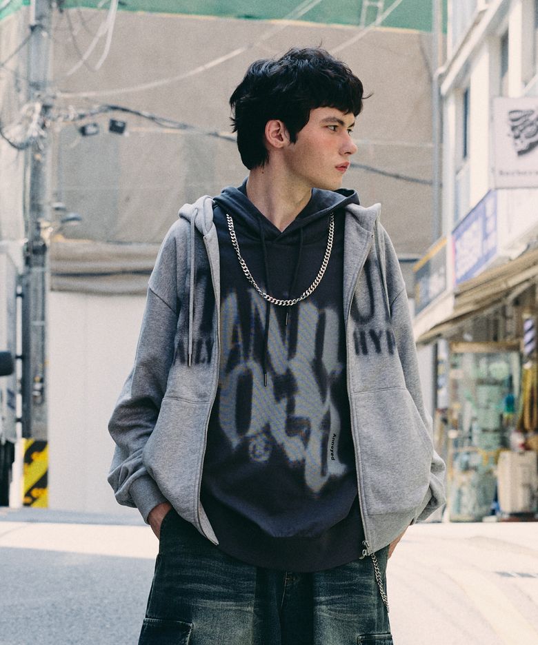 ASTUFF 레터링 후드집업 LQ6TU146_MELANGE GREY