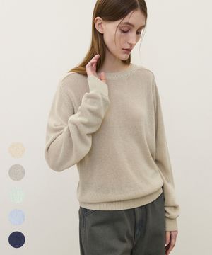 (우먼)페이퍼 코튼 라운드 니트 - 5 COLOR