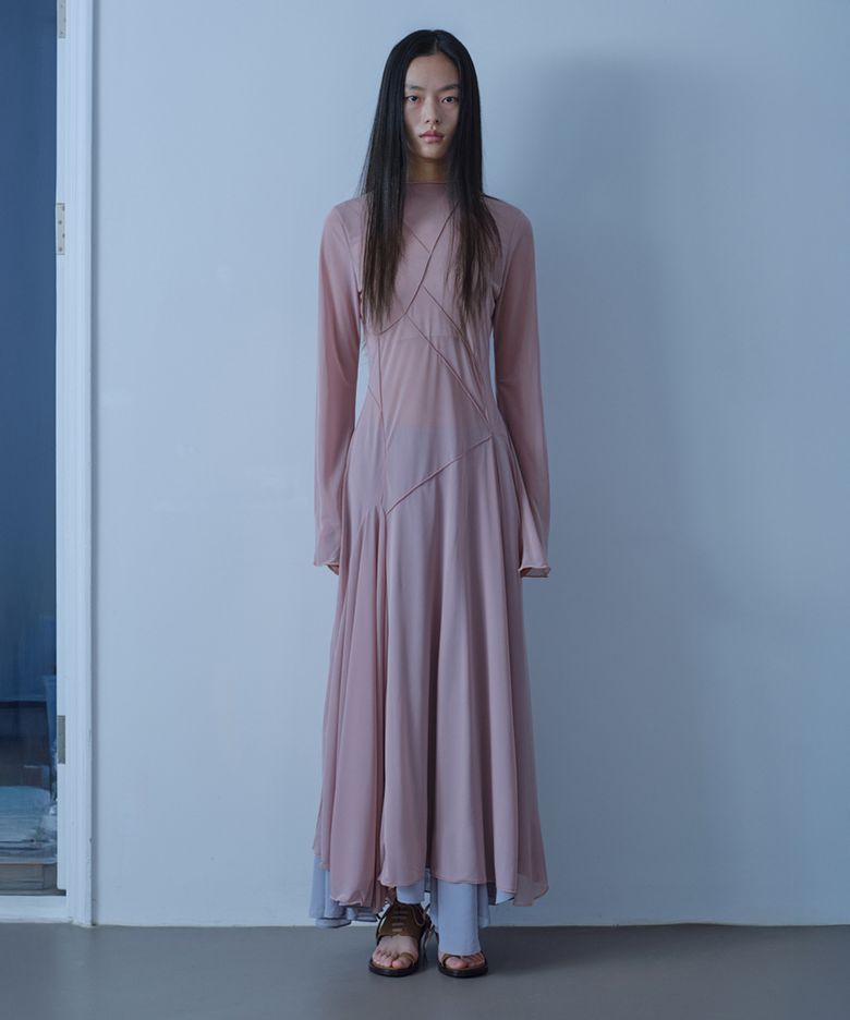 Sheer Pintuck Maxi Dress
