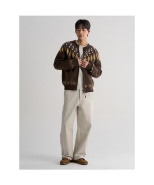 가먼트 다잉 커브드 코튼 팬츠  베이지