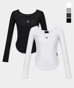 [짐웨어] 우먼 슬림 유넥 롱 슬리브 티셔츠 (4컬러)