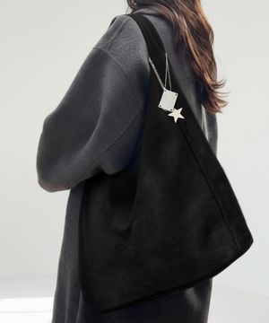 남녀공용 멜로우 스웨이드 호보 빅 숄더백 블랙