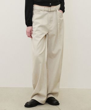 (우먼)벨티드 워싱 커브드 팬츠 스톤 그레이