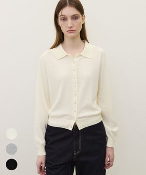 (우먼)BEAN 코튼 카라 가디건 - 3 COLOR