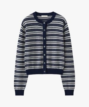 (우먼)코튼 부클 ST 가디건 네이비