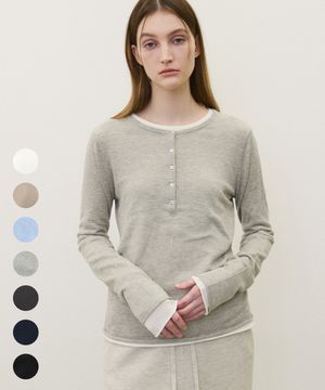 (우먼)코튼 모달 헨리넥 슬리브 니트 - 7 COLOR