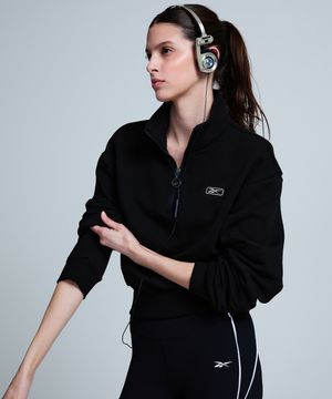 나노 반집업 티셔츠 (W) - 블랙