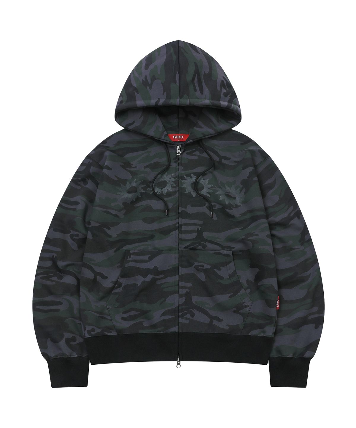 에스이에스티(S'EST) Solaris Camo Hoodie Zip Up Black