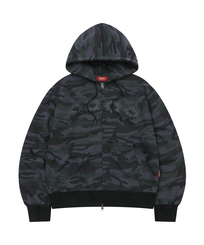 Solaris Camo Hoodie Zip Up Black