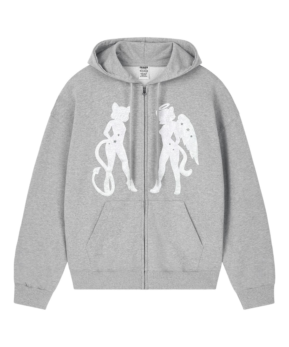 그레이버(GRAVER) [UNISEX]CAT GEL 후드집업_GRAY