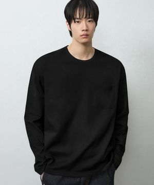 헤일 코튼 포켓 롱 슬리브 티셔츠 [BLACK]