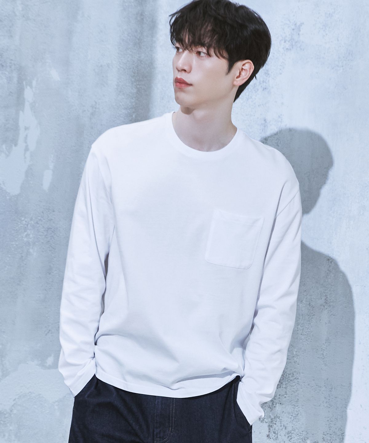 드로우핏(DRAW FIT) 헤일 코튼 포켓 롱 슬리브 티셔츠 [WHITE]