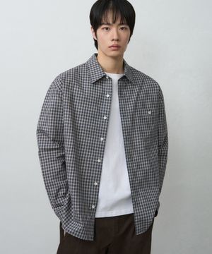로웬 원포켓 크롭 체크 셔츠 [VINTAGE BLUE]