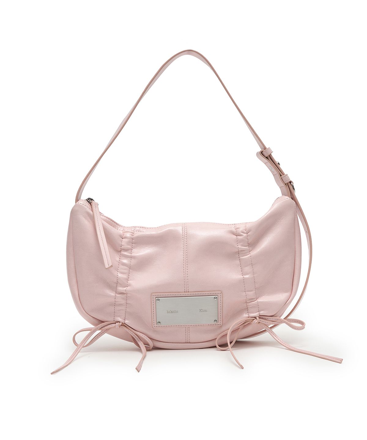 MUSINSA公式 | MATIN KIM HALF SHIRRING RIBBON ROUND BAG IN LIGHT PINK
