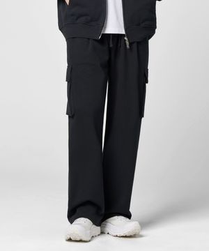(기모)원턱 카고 스웨트 팬츠 [블랙]