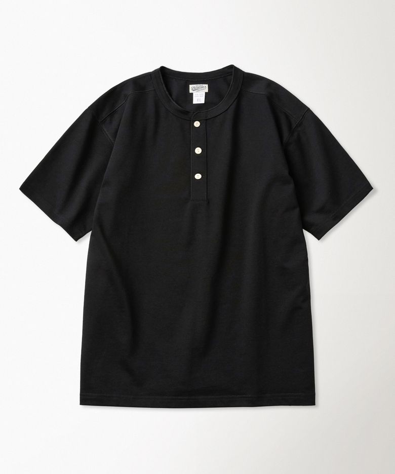 10.6 oz Cotton Short Sleeve Henley Tee Black