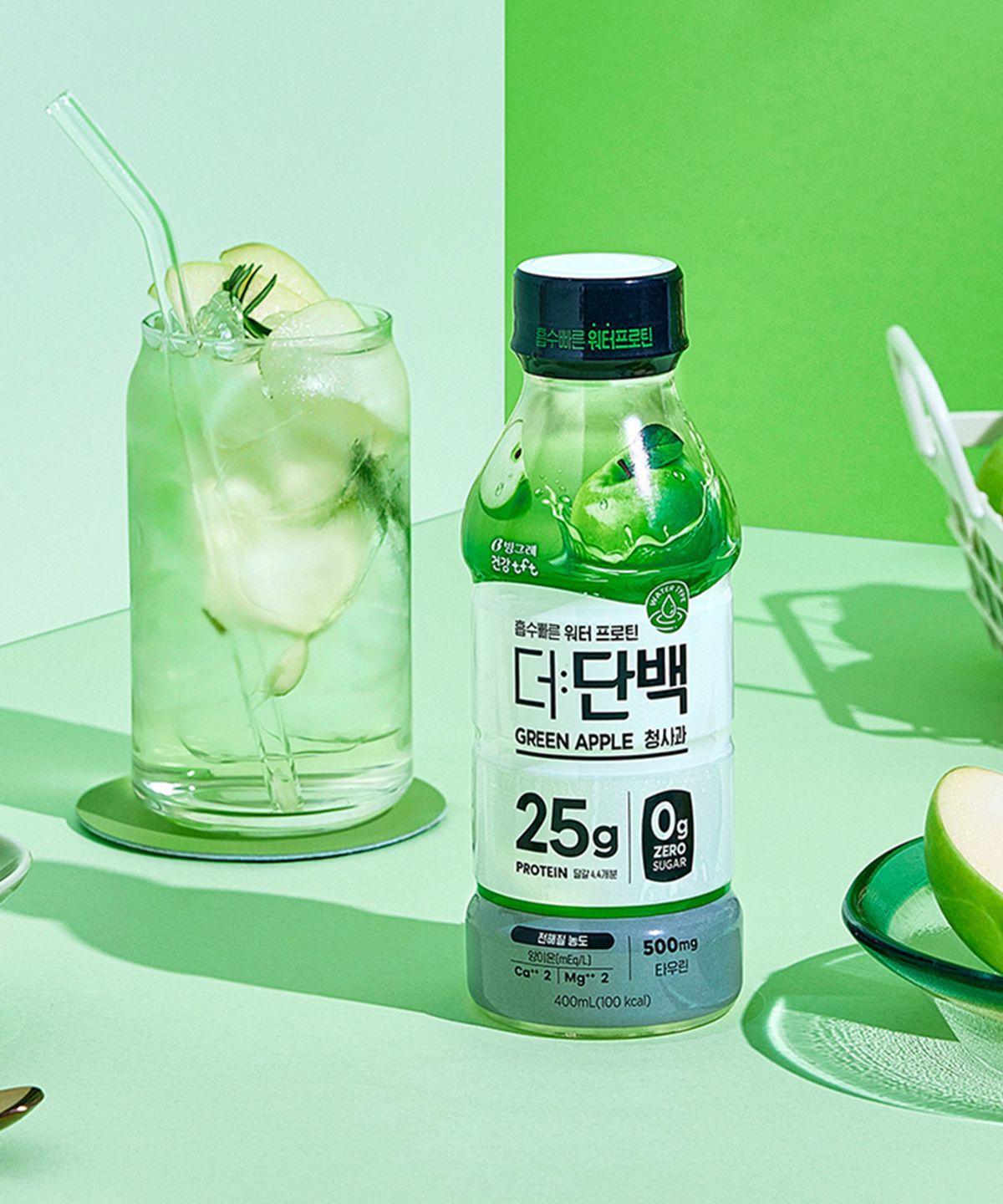 빙그레(BINGGRAE) 더단백 워터프로틴 PET 청사과 400ml 12입