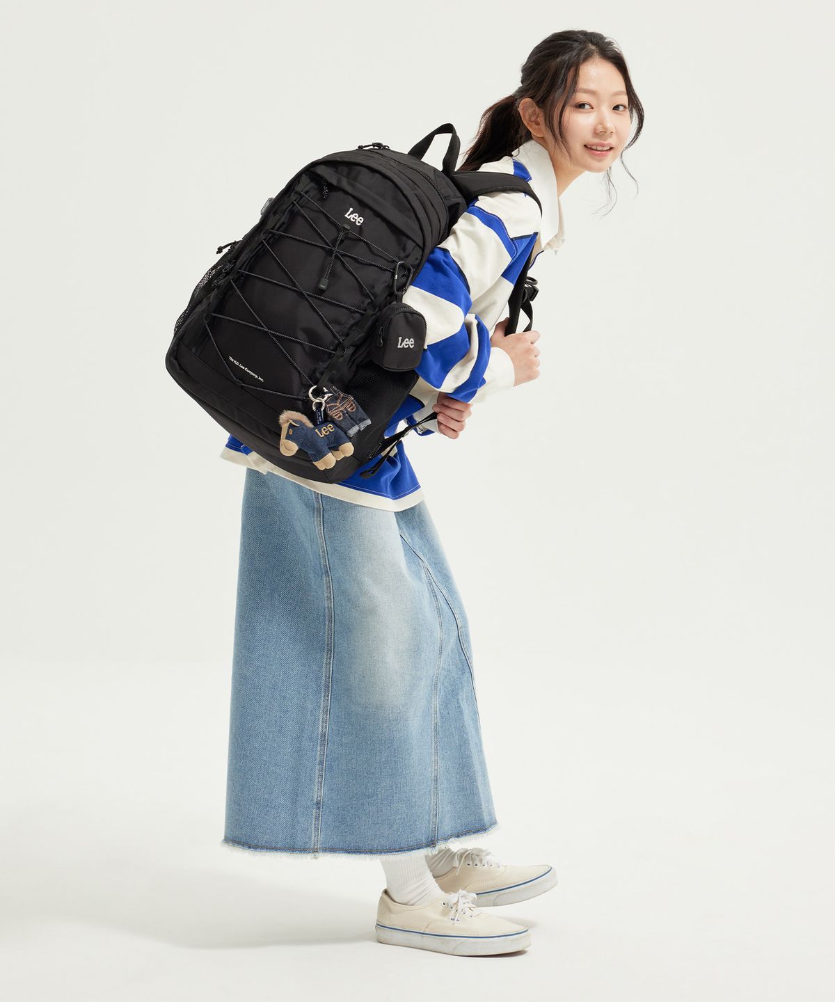 리(LEE) 우먼 워싱 데님 맥시 스커트 인디고 라이트