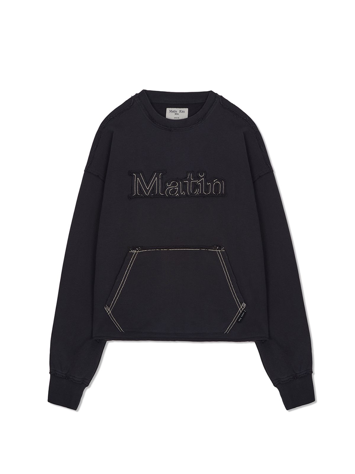 마뗑킴(MATIN KIM) RAW CUT APPLIQUE SWEATSHIRT IN CHARCOAL