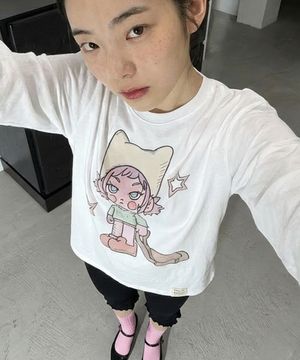 [UNISEX]GRAEGIRL 롱슬리브 티셔츠_WHITE