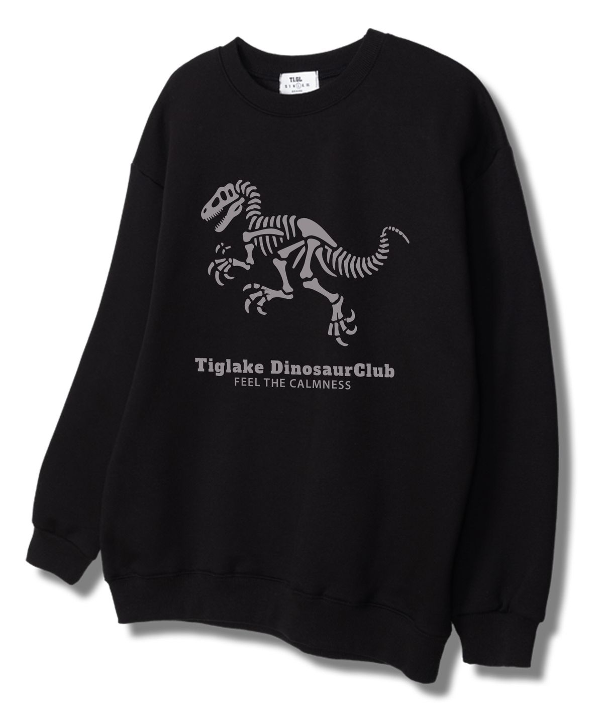 티글레이크(TI.GLAKE) 다이노티라노 맨투맨 티셔츠 블랙 [기모안감]