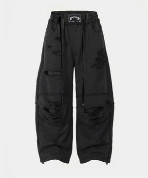 Destroyed Raw-Edge Joggers - Black