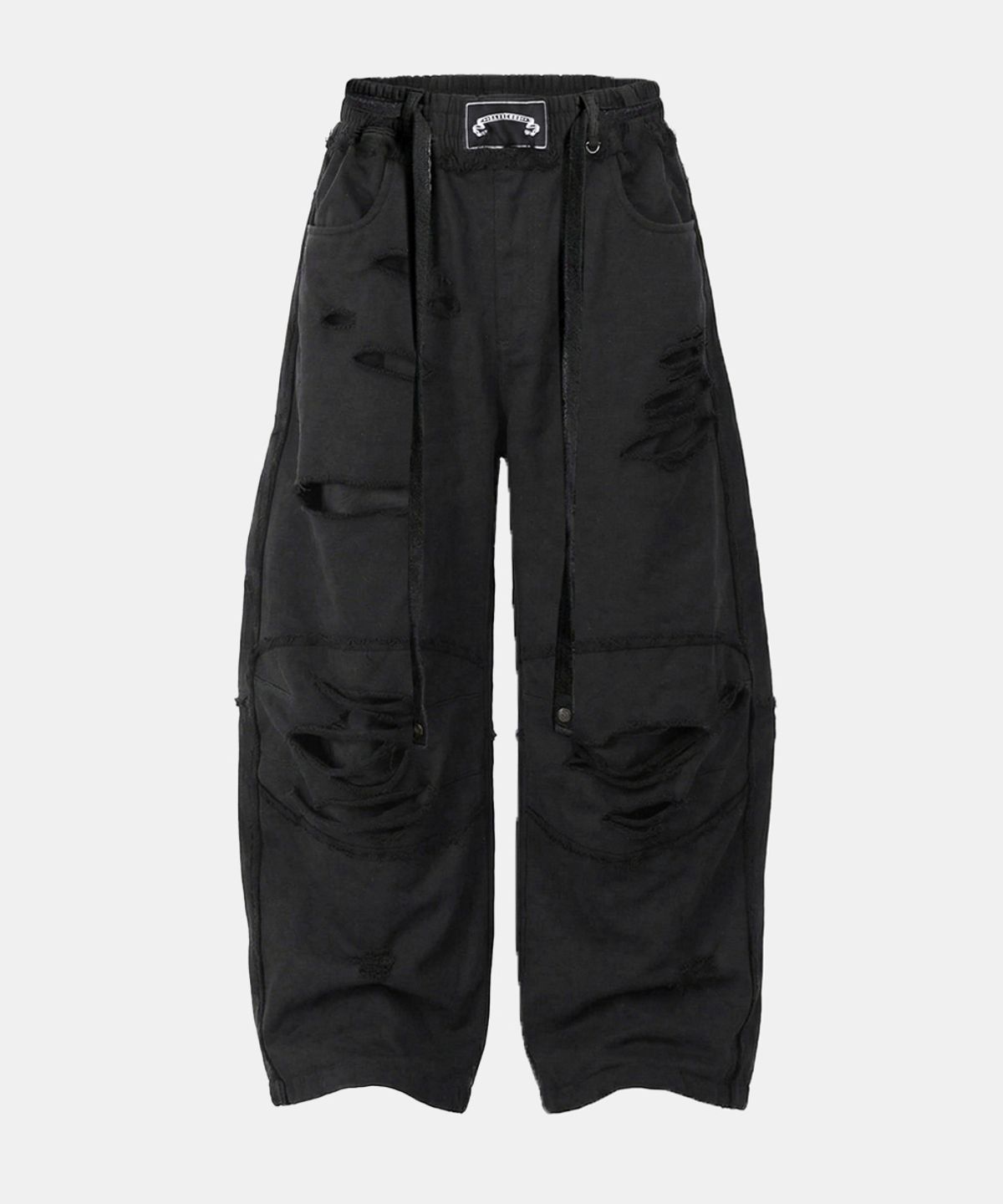 배드블러드(BADBLOOD) Destroyed Raw-Edge Joggers - Black