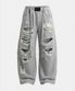 Destroyed Raw-Edge Joggers - Gray