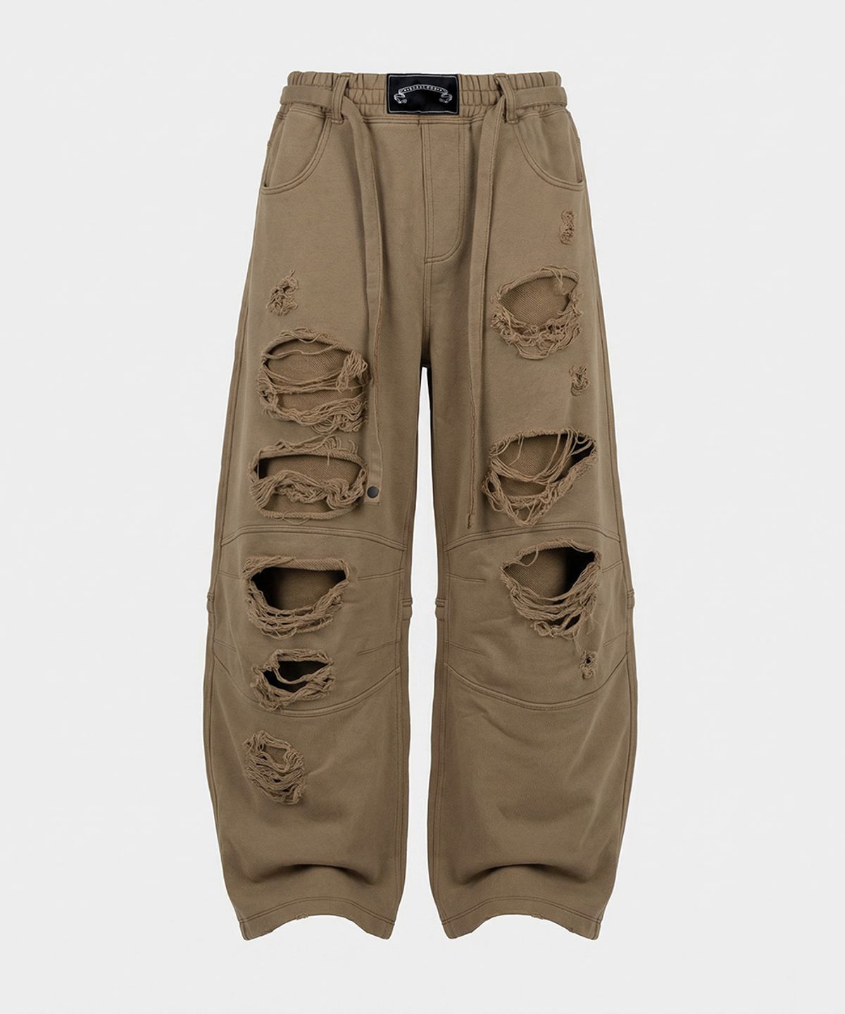배드블러드(BADBLOOD) Destroyed Raw-Edge Joggers - Dark Tan