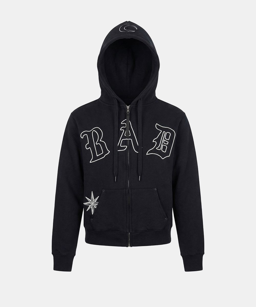 MUSINSA | BADBLOOD Titan Stroke Zip-Up Hoodie - Black